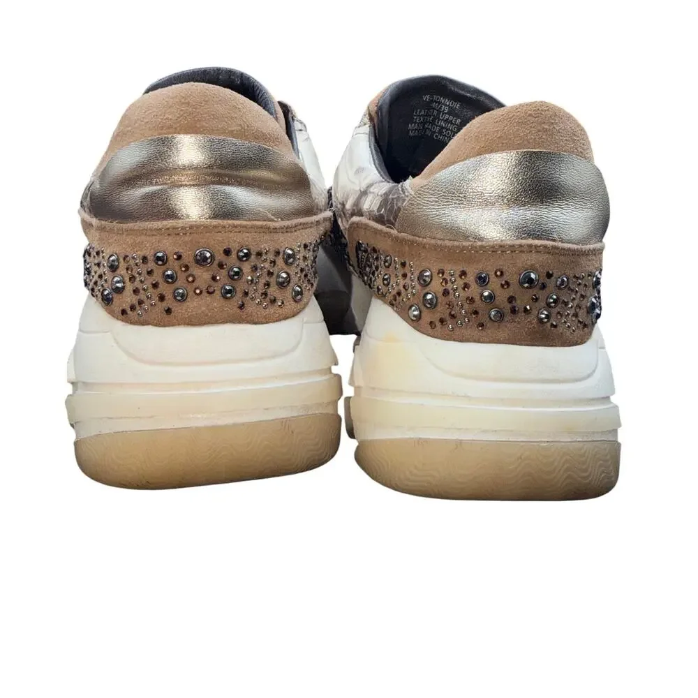 Vince Camuto Tonnidie Sneakers Womens 9 Studded Platform Leather Shoes